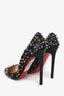Christian Louboutin Black Leather  Studded Pigalle Spikes 120 Heels Size 39