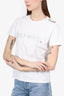 Balmain White Logo Short-Sleeve T-Shirt with Silver Buttons Size 34