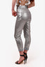 Balmain Silver Metallic Coated High Waisted Jeans Size 38
