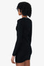 T by Alexander Wang Black Bodycon Logo Jacquard Trim Scoop Neck Dress Size XS
