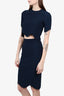 Alexander McQueen Navy Blue Scallop Hem Top with Mini Dress Set Size X-Small