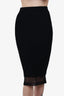 Victoria Beckham Black Zip-up Midi Skirt with Mesh Hem size 4