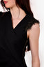 Helmut Lang Black V-Neck Dress with Beaded Shoulder Size 6