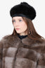 Vintage Canadian Black Mink Fur & Fabric Hat Cap Size 20.5" XS