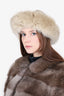 Vintage Canadian Pearl Mink & Beige Leather Fur Hat