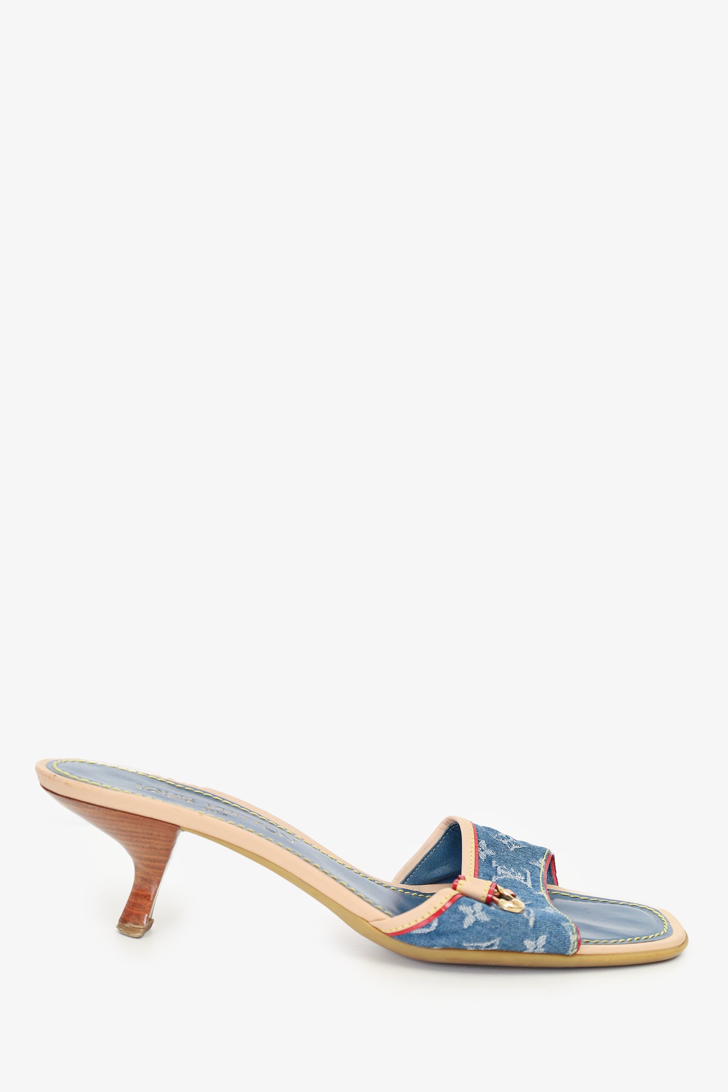 Louis Vuitton Blue Denim Monogram Bow Kitten Heels size 41 – Mine