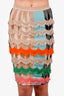 Missoni Beige/Blue Scalloped Knit Skirt Size 38