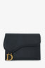 Christian Dior Black Calfskin Saddle Lotus Wallet
