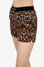 Tom Ford Brown Leopard Silk Logo Waistband Shorts size X-Small