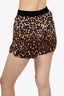 Tom Ford Brown Leopard Silk Logo Waistband Shorts size X-Small