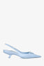 Prada Blue Nylon Pointed Toe Slingback Kitten Heels Size 38
