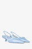 Prada Blue Nylon Pointed Toe Slingback Kitten Heels Size 38