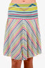 M Missoni Blue Multicoloured Striped Knit Flared Mini Skirt Size 2