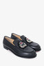 Christian Louboutin Black Leather Crystal-embellished Logo Loafers Size 37