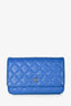 Pre-loved Chanel™ 2015/16 Blue Caviar Quilted Wallet on Chain