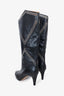 Isabel Marant Black Leather Eyelet Heeled Knee High Boots Size 38