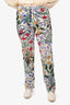 Gucci White/Multicolor Silk Floral Print Trousers Size 40