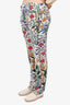 Gucci White/Multicolor Silk Floral Print Trousers Size 40