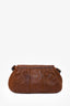 Prada Brown Leather Shoulder Bag with Croc Embossed Detail (As Is)