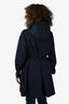Prada 2016 Navy Cinched Waist Hooded Rain Coat Size 40