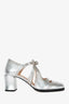 Fendi Silver Metallic Leather Lasercut d'Orsay Heels Size 37.5