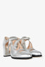 Fendi Silver Metallic Leather Lasercut d'Orsay Heels Size 37.5