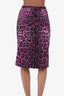 Dolce & Gabbana Purple Leopard Print Silk Midi Skirt Size 44