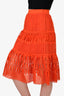 Diane von Furstenberg Orange Lace A Line Midi Skirt Size 2