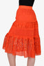Diane von Furstenberg Orange Lace A Line Midi Skirt Size 2