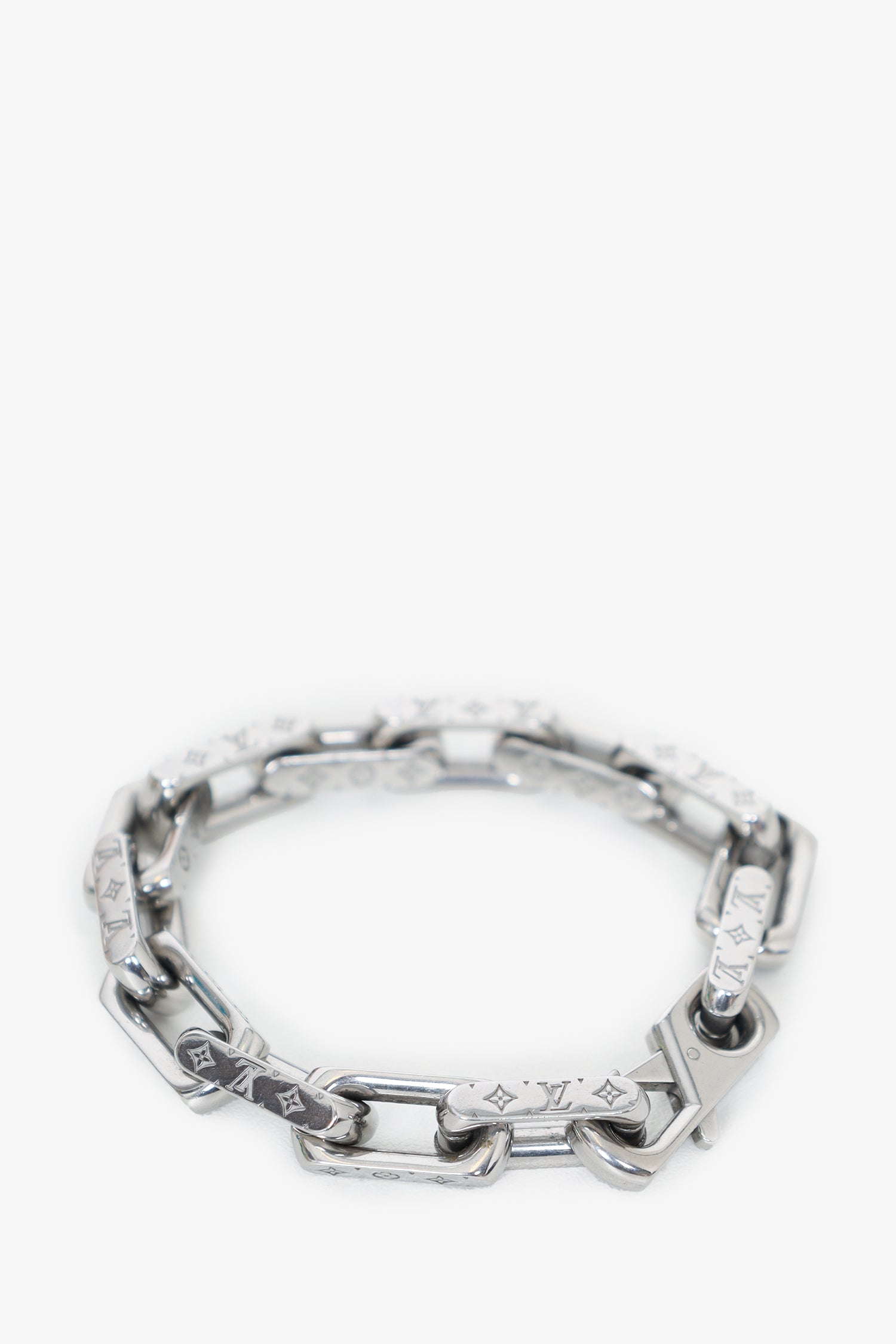 Louis Vuitton Silver Monogram Chain Link Bracelet – Mine & Yours