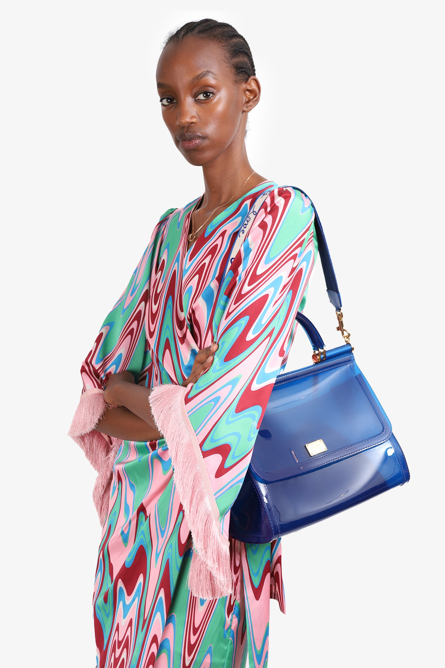 Dolce & Gabbana Blue PVC Large Miss Sicily Top Handle with Strap