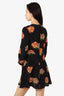 Red Valentino Black/Red Floral Sheer Dress Size 40