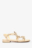 Chanel Cream Leather Bow Pearl Detailed Flat Sandals Size 35.5