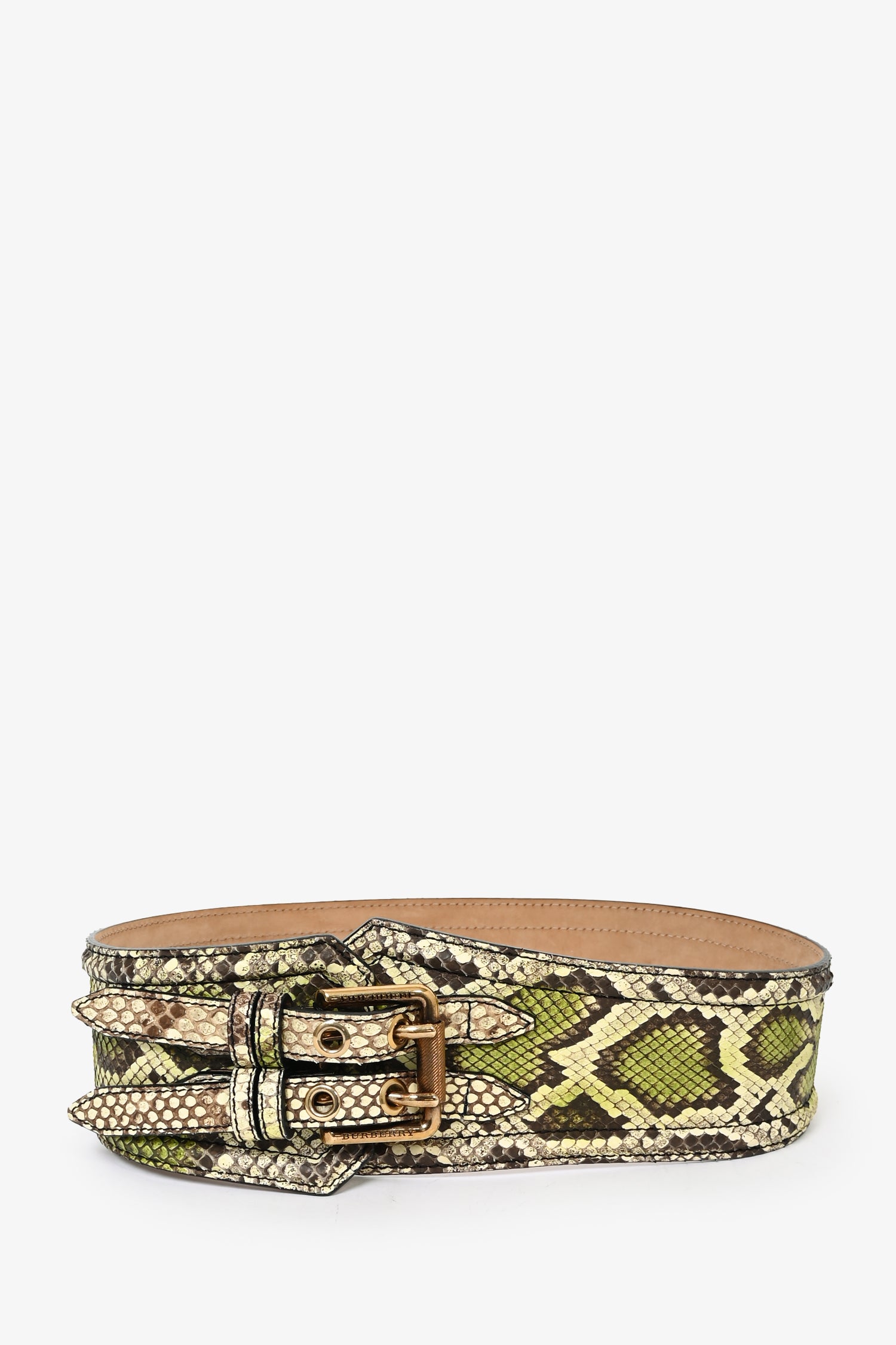 Burberry Green and Tan Snakeskin Belt Burberry Prorsum Green Snake Skin Belt Size 30/75 – Mine & Yours main image 2
