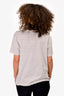 Celine White Striped Triomphe Logo T-Shirt Size L