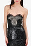 Roberto Cavalli Black Sequin/Lace Strapless Dress Size 40