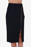Dion Lee Navy Neoprene Midi Skirt Size 6