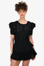 LoveShackFancy Black Ruffle Detail Mini Dress Size XS