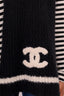 Chanel 2023-24FW Black/White Cashmere/Silk Plain Logo Knit Scarf