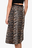 Ganni Leopard Denim Midi Skirt Size 36