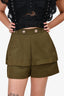 Maje Green Eyelet Embellished Shorts Size 36