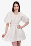 Aje White Silk Puff Sleeve Cut-Out Back Mini Dress Size 10