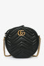 Gucci Black Leather Mini Marmont Round Matelasse Crossbody Bag