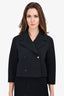 Christian Dior Black Wool Double Breasted Cropped Blazer Jacket Size 4