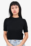 Jil Sander Black Wool Short Sleeve Cropped Sweater Size 36