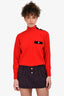 Celine Red/Black Gold Button Detailed Sweater