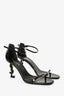 Saint Laurent Black Patent 'Opyum' Heeled Sandals Size 39.5