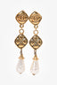 Pre-loved Chanel™ Gold Tone Faux Pearl CC Drop Earrings