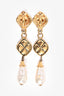 Pre-loved Chanel™ Gold Tone Faux Pearl CC Drop Earrings