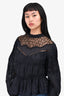 Isabel Marant Black Cotton Sheer Ruched 'Samantha' Top Size 38